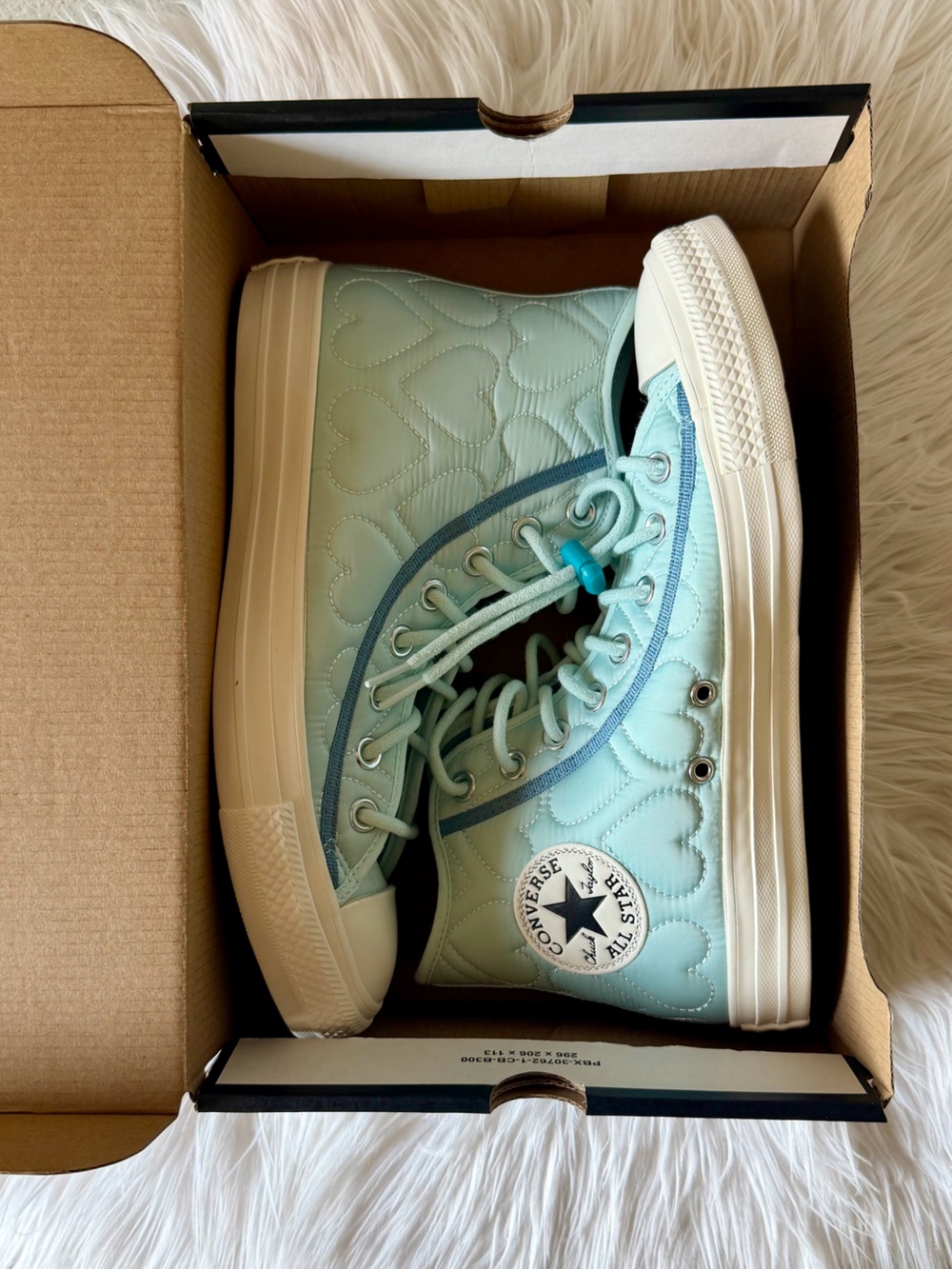 Converse Chuck Taylor Blue All Star Lift High Top Heart Quilt Sneakers